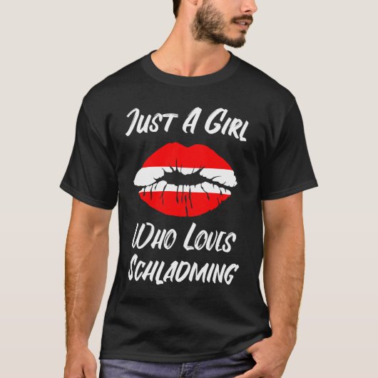 Lips Mouth Love Austria Flag Schladming Tシャツ (正面)