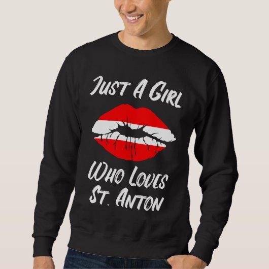 Lips Mouth Love Austria Flag St Anton スウェットシャツ (正面)