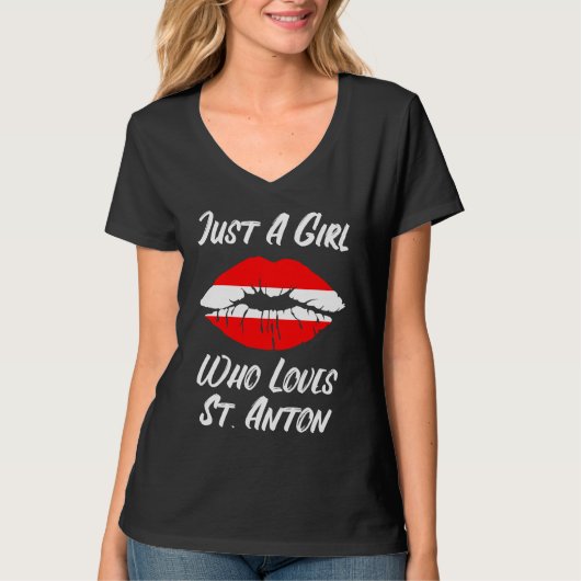 Lips Mouth Love Austria Flag St Anton Tシャツ (正面)