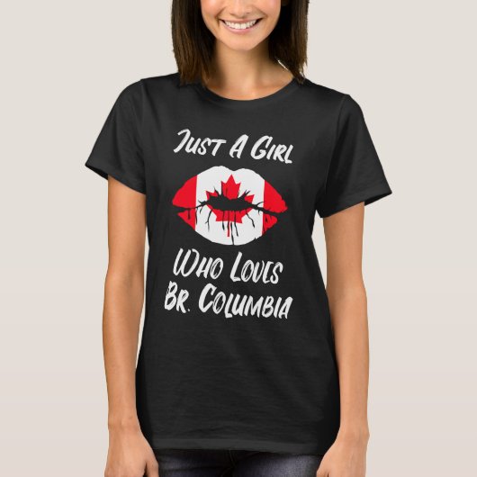 Lips Mouth Love Canadian Flag British Columbia Tシャツ (正面)