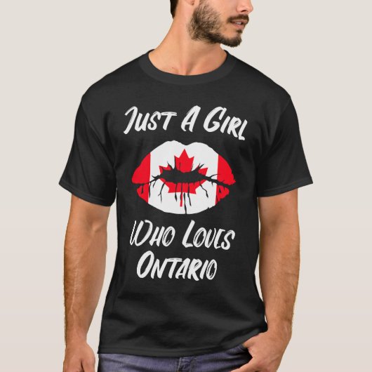 Lips Mouth Love Canadian Flag Ontario Tシャツ (正面)