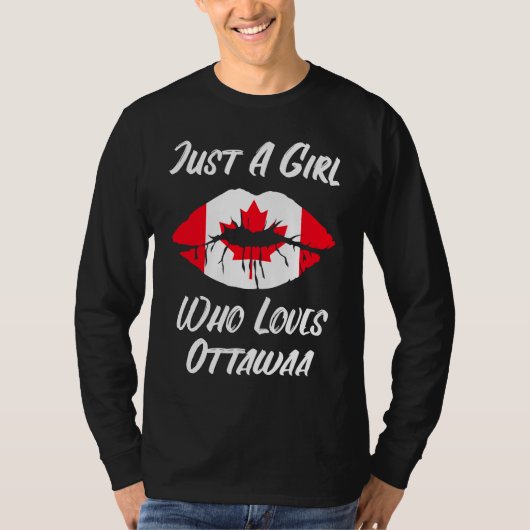 Lips Mouth Love Canadian Flag Ottawa Tシャツ (正面)