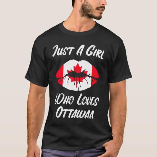 Lips Mouth Love Canadian Flag Ottawa Tシャツ (正面)