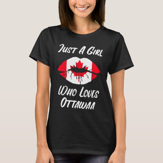 Lips Mouth Love Canadian Flag Ottawa Tシャツ (正面)