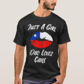 Lips Mouth Love Chillean Flag Chile Tシャツ (正面)