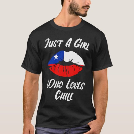 Lips Mouth Love Chillean Flag Chile Tシャツ (正面)
