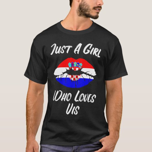 Lips Mouth Love Croatia Flag Vis Tシャツ (正面)