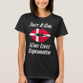 Lips Mouth Love Danish Flag Copenhagen Tシャツ (正面)