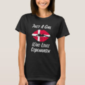 Lips Mouth Love Danish Flag Copenhagen Tシャツ (正面)