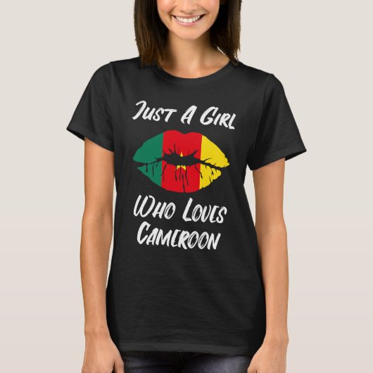 Lips Mouth Love Flag Cameroon Tシャツ (正面)