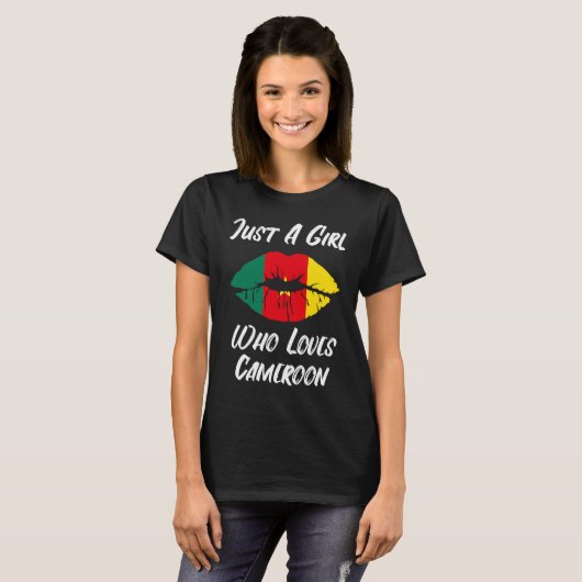 Lips Mouth Love Flag Cameroon Tシャツ (正面フル)