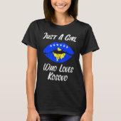 Lips Mouth Love Flag Kosovo Tシャツ (正面)