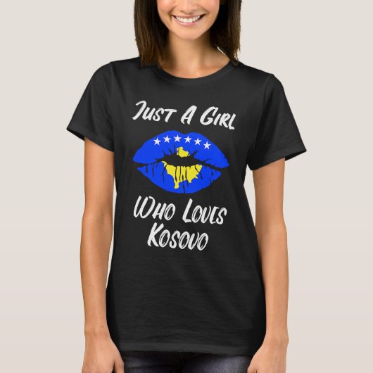 Lips Mouth Love Flag Kosovo Tシャツ (正面)
