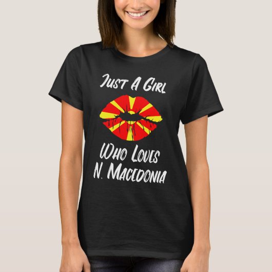 Lips Mouth Love Flag North Macedonia Tシャツ (正面)
