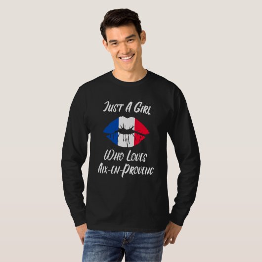 Lips Mouth Love French Flag Aix en Provence Tシャツ (正面フル)