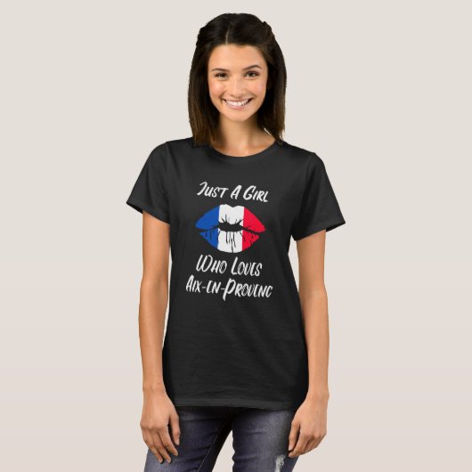 Lips Mouth Love French Flag Aix en Provence Tシャツ (正面フル)