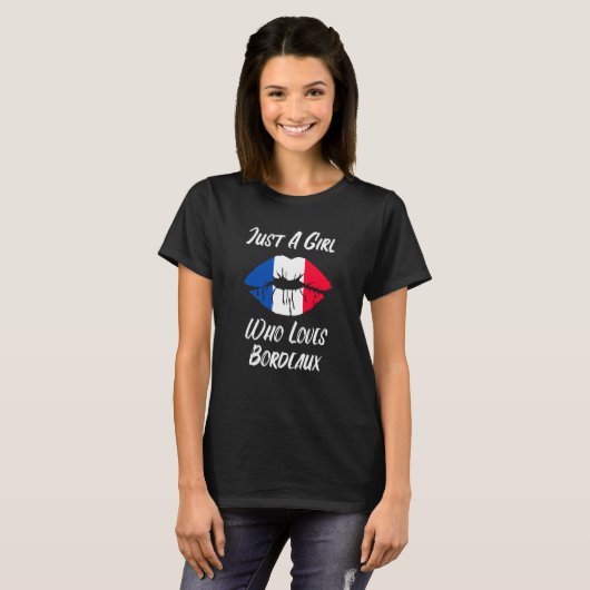 Lips Mouth Love French Flag Bordeaux Tシャツ (正面フル)