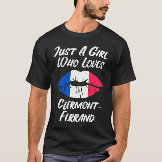Lips Mouth Love French Flag Clermont Ferrand Tシャツ (正面)