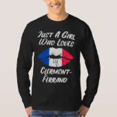 Lips Mouth Love French Flag Clermont Ferrand Tシャツ (正面)