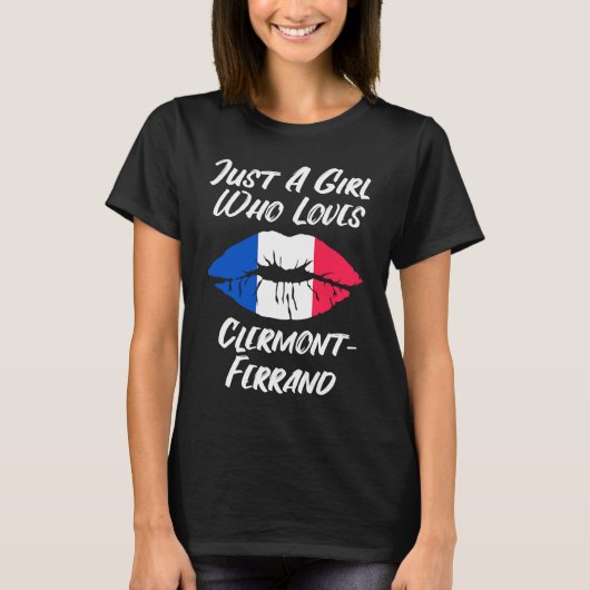 Lips Mouth Love French Flag Clermont Ferrand Tシャツ (正面)