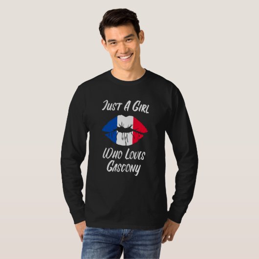 Lips Mouth Love French Flag Gascogne Tシャツ (正面フル)
