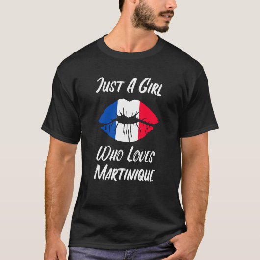 Lips Mouth Love French Flag Martinique Tシャツ (正面)
