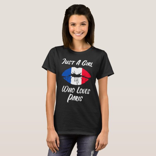 Lips Mouth Love French Flag Paris Tシャツ (正面フル)