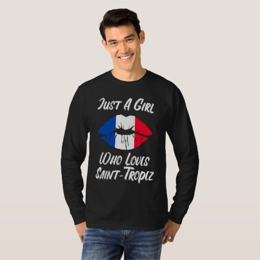 Lips Mouth Love French Flag Saint Tropez Tシャツ (正面フル)
