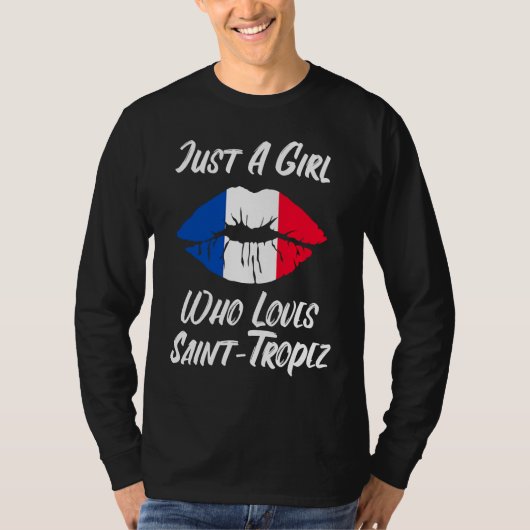 Lips Mouth Love French Flag Saint Tropez Tシャツ (正面)