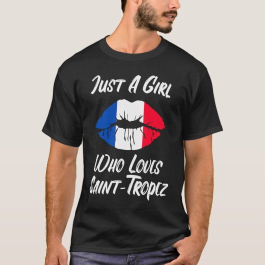 Lips Mouth Love French Flag Saint Tropez Tシャツ (正面)