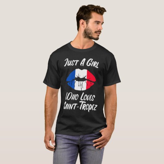 Lips Mouth Love French Flag Saint Tropez Tシャツ (正面フル)