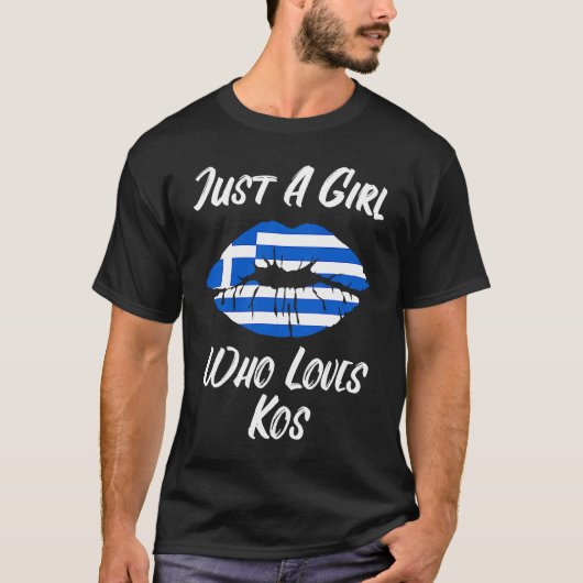 Lips Mouth Love Greek Flag Kos Tシャツ (正面)