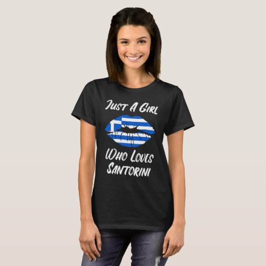 Lips Mouth Love Greek Flag Santorini Tシャツ (正面フル)