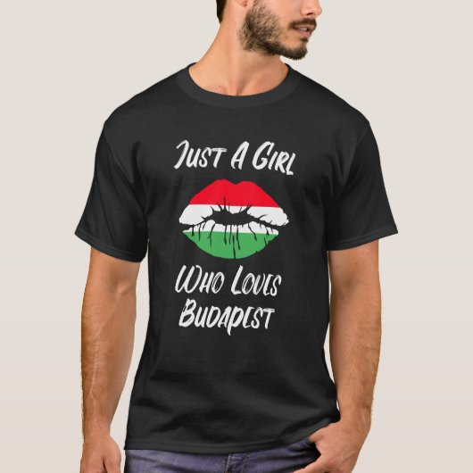 Lips Mouth Love Hungarian Flag Budapest Tシャツ (正面)