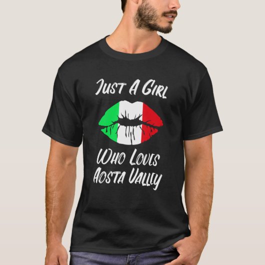 Lips Mouth Love Italian Flag Aostatal Tシャツ (正面)