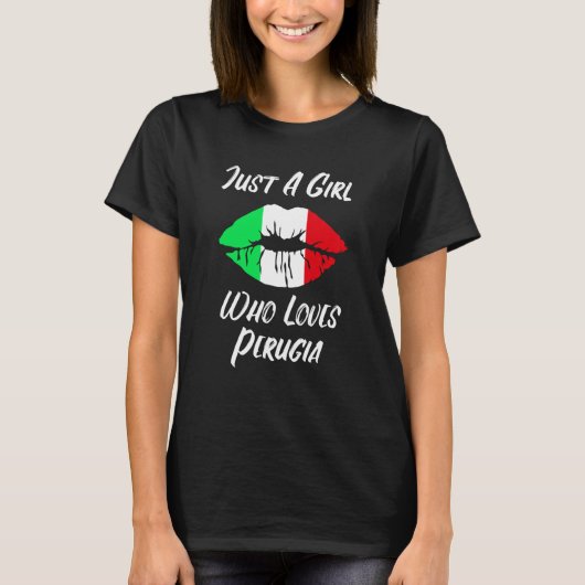 Lips Mouth Love Italian Flag Perugia Tシャツ (正面)