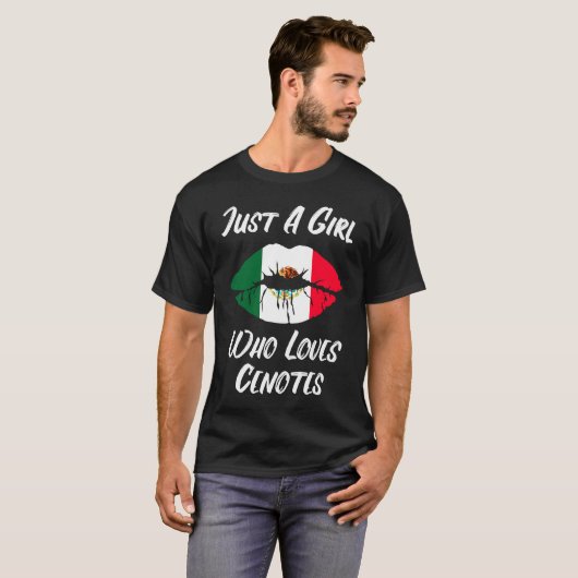 Lips Mouth Love Mexican Flag Cenotes Tシャツ (正面フル)