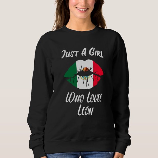 Lips Mouth Love Mexican Flag Leon スウェットシャツ (正面)