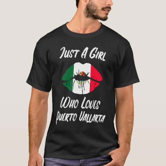 Lips Mouth Love Mexican Flag Puerto Vallarta Tシャツ (正面)