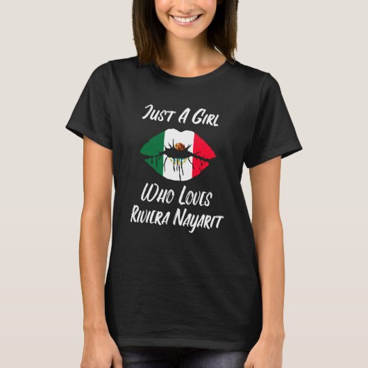 Lips Mouth Love Mexican Flag Riviera Nayarite Tシャツ (正面)