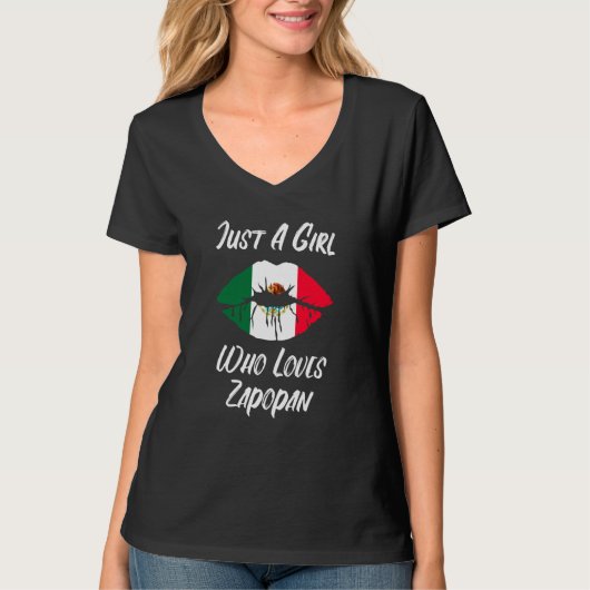 Lips Mouth Love Mexican Flag Zapopan Tシャツ (正面)