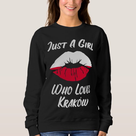 Lips Mouth Love Polish Flag Krakow スウェットシャツ (正面)