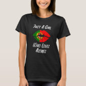 Lips Mouth Love Portuguese Flag Azores Tシャツ (正面)