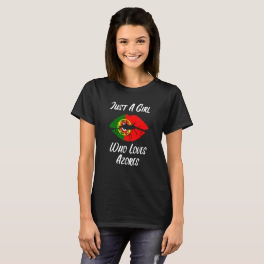 Lips Mouth Love Portuguese Flag Azores Tシャツ (正面フル)
