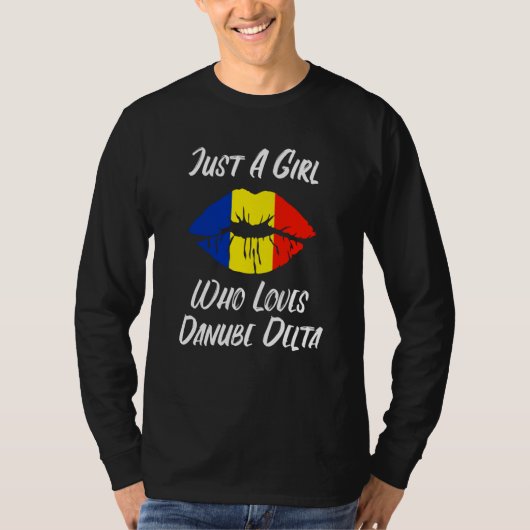 Lips Mouth Love Romanian Flag Danube Delta Tシャツ (正面)