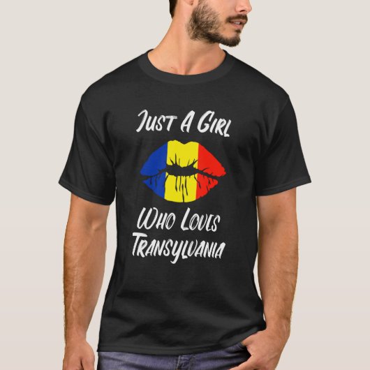 Lips Mouth Love Romanian Flag Transsylvania Tシャツ (正面)