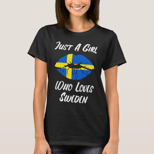 Lips Mouth Love Swedish Flag Sweden Tシャツ (正面)