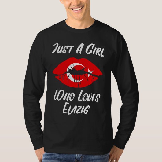 Lips Mouth Love Turkish Flag Elazig Tシャツ (正面)