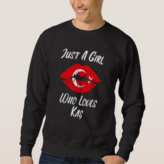 Lips Mouth Love Turkish Flag Kas スウェットシャツ (正面)