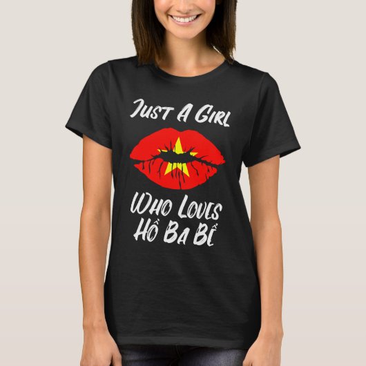 Lips Mouth Love Vietnamese Flag Ho Ba Be Tシャツ (正面)